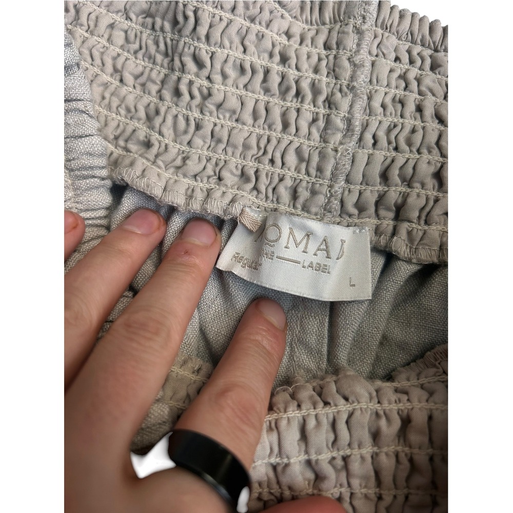 Nomad The Label Gray Sadhu French Linen Pants Smocked Wide Leg Size Large - Picture 5 of 8